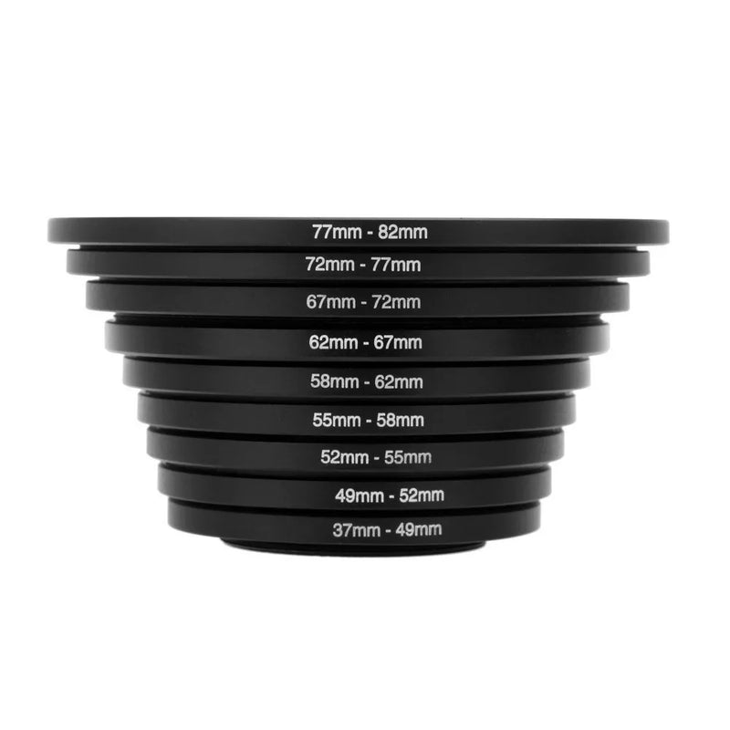 SZKOSTON 9/18-Piece Filter Ring Adapter Set – Step-Up & Step-Down Rings 37-82mm for DSLR Lenses