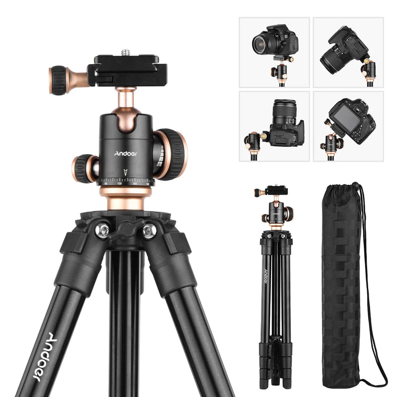 ANDOER Q160SA Camera Tripod with Panoramic Ball Head – Lightweight & Portable for DSLR & Cameras