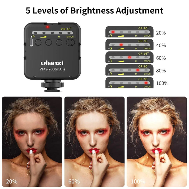 Mini LED Video Light 6W Rechargeable Fill Light with Cold Shoe Mount – 5500K for Vlogging