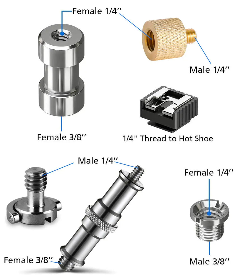 26-Piece Camera Screw Adapter Set 1/4" & 3/8" Threaded Mount Kit for Tripods & Accessories