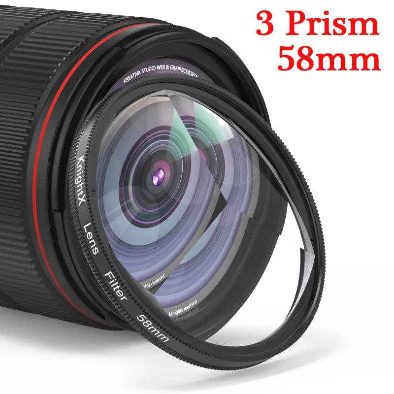 Kaleidoscope Prism Filter 49mm–77mm Glass Creative Lens Effect for DSLR Cameras & Phones