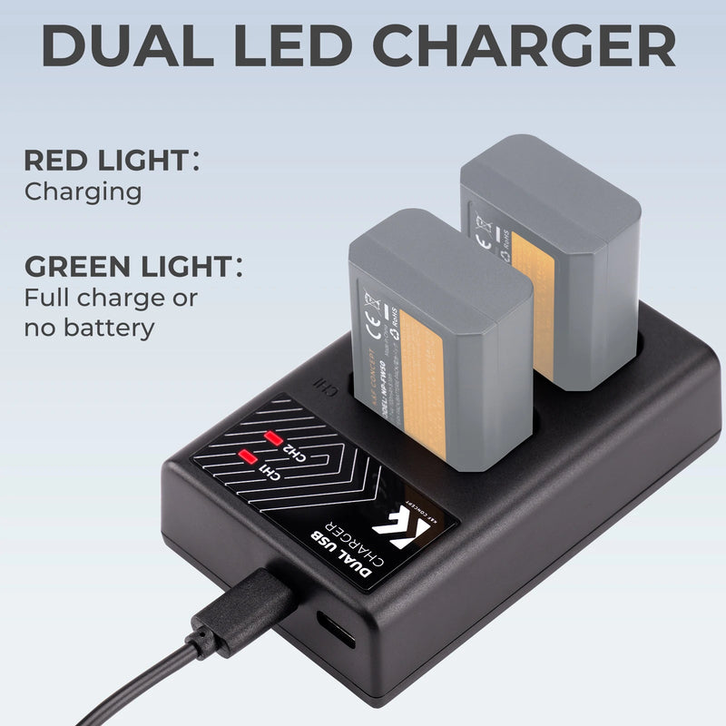 K&F CONCEPT NP-FW50 Battery Charger with LCD Display for Sony A7 A6000 A6400 A6500