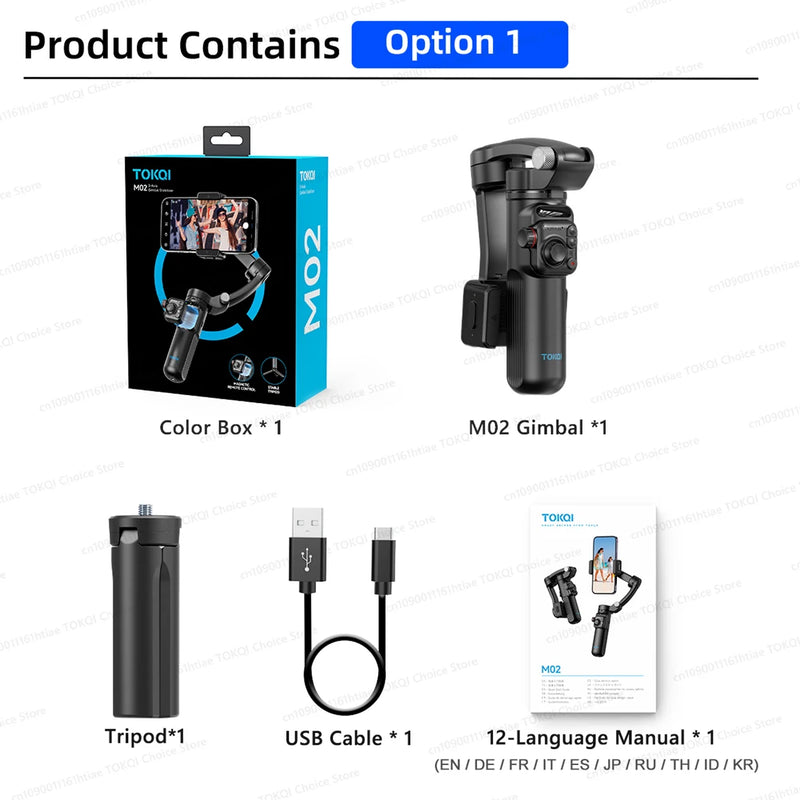 AXNEN M02 3-Axis Smartphone Gimbal – Stabilizer with Tripod & Remote for iPhone/Android