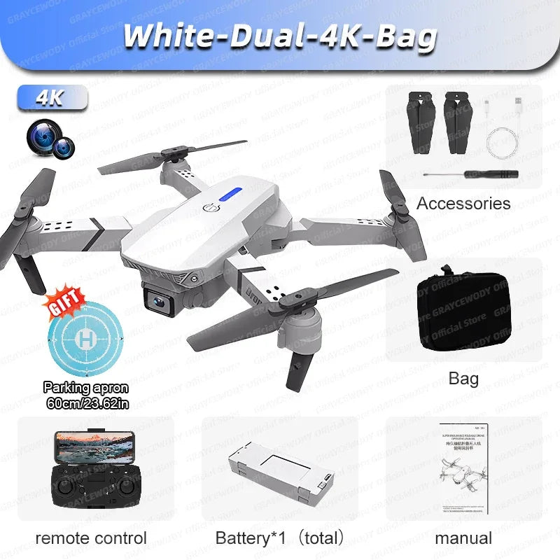 E88 Pro 4K HD Camera Drone – Foldable RC Quadcopter, WiFi FPV, Altitude Hold, One-Key Return