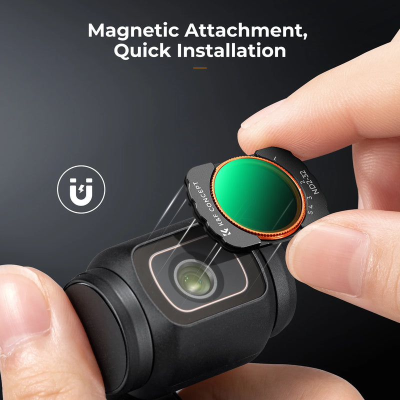 K&F Concept Magnetic ND2-32 ND32-512 Filter Kit – UV, CPL, Black Mist for DJI Osmo Pocket 3