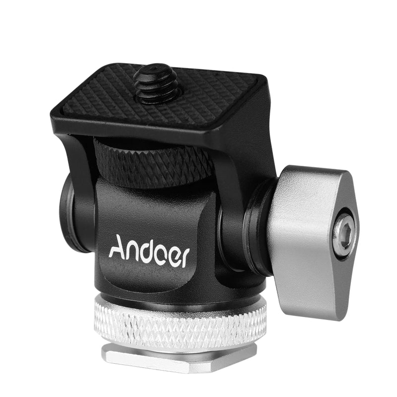 ANDOER Mini Monitor Mount Tripod Head – Cold Shoe Adapter with 1/4" Screw for Camera Accessories