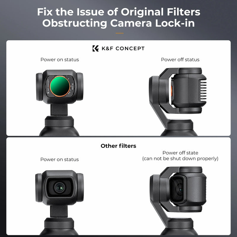 K&F Concept Magnetic ND2-32 ND32-512 Filter Kit – UV, CPL, Black Mist for DJI Osmo Pocket 3
