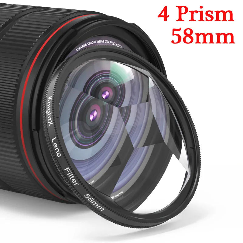 Kaleidoscope Prism Filter 49mm–77mm Glass Creative Lens Effect for DSLR Cameras & Phones