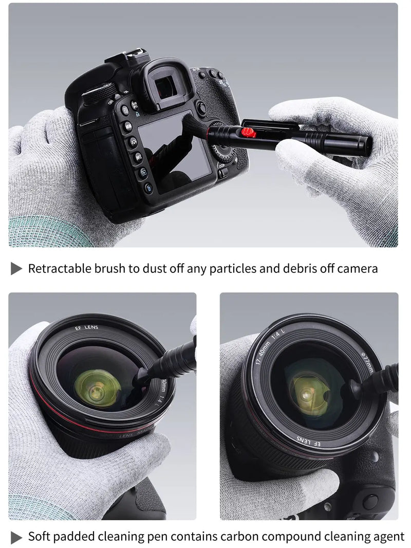 K&F Concept Retractable Lens Cleaning Pen – Soft Brush for Cameras, Filters, Sensors, and Screens