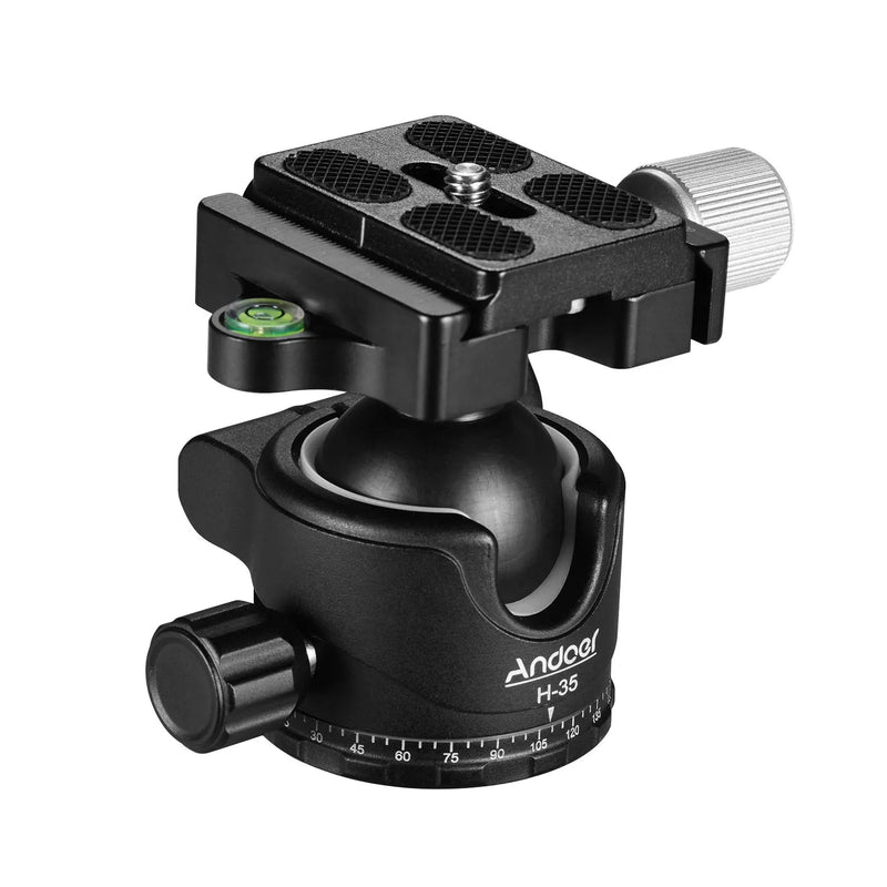 ANDOER H-35 Tripod Ball Head – 360° Panorama Ballhead Mount with U-Groove, 15kg Load Capacity