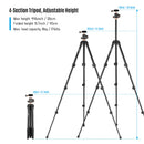 ANDOER Q160SA Camera Tripod with Panoramic Ball Head – Lightweight & Portable for DSLR & Cameras