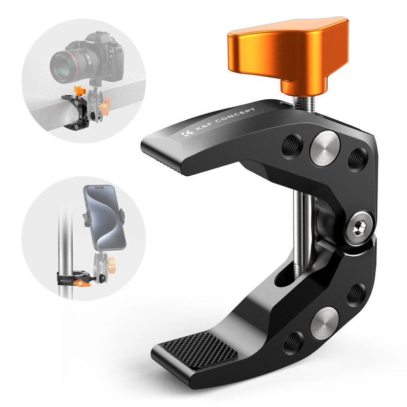 K&F Concept Multi-Functional Super Clamp – 360° Double Ball Magic Arm for GoPro, Insta360, DJI OSMO