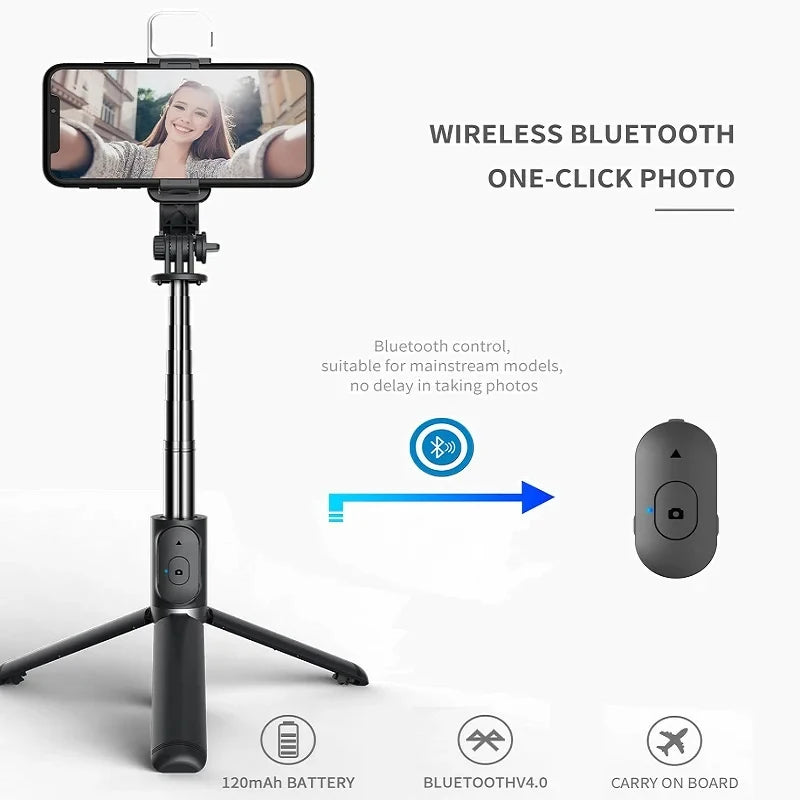 XIAOMI Bluetooth Selfie Stick Tripod with LED Light & Remote for Android & iOS Phones