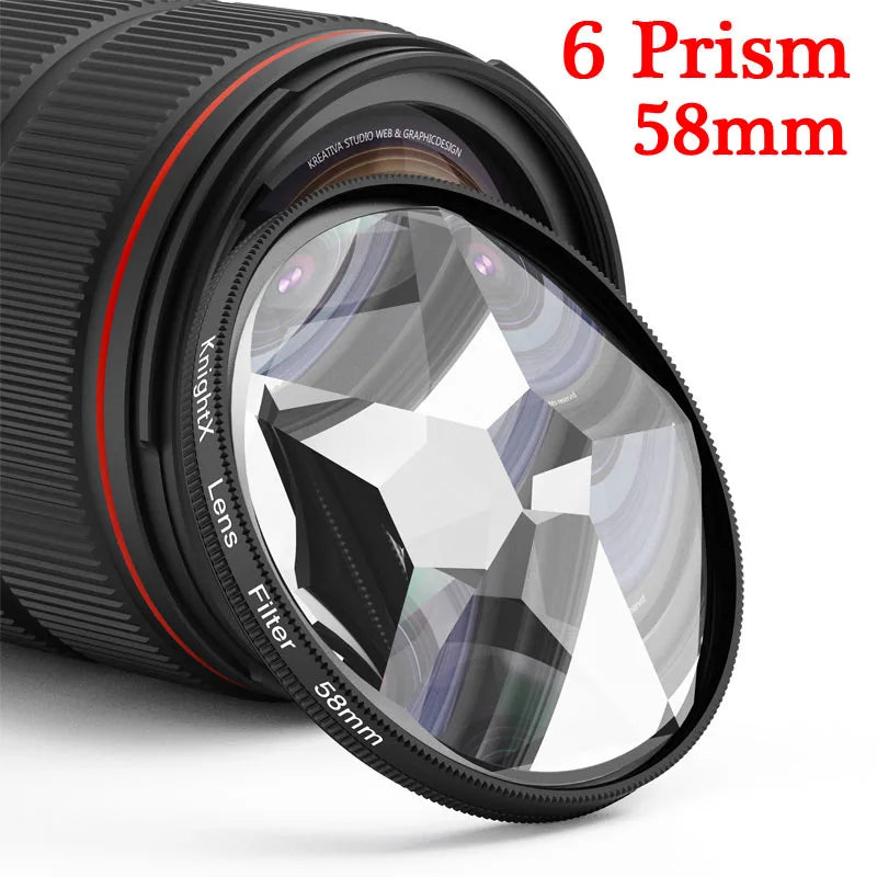 Kaleidoscope Prism Filter 49mm–77mm Glass Creative Lens Effect for DSLR Cameras & Phones