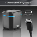 HONGDAK 3-Way Fast Battery Charger for GoPro Hero 8/7/6/5 – With Type-C Cable & TF Card Slots